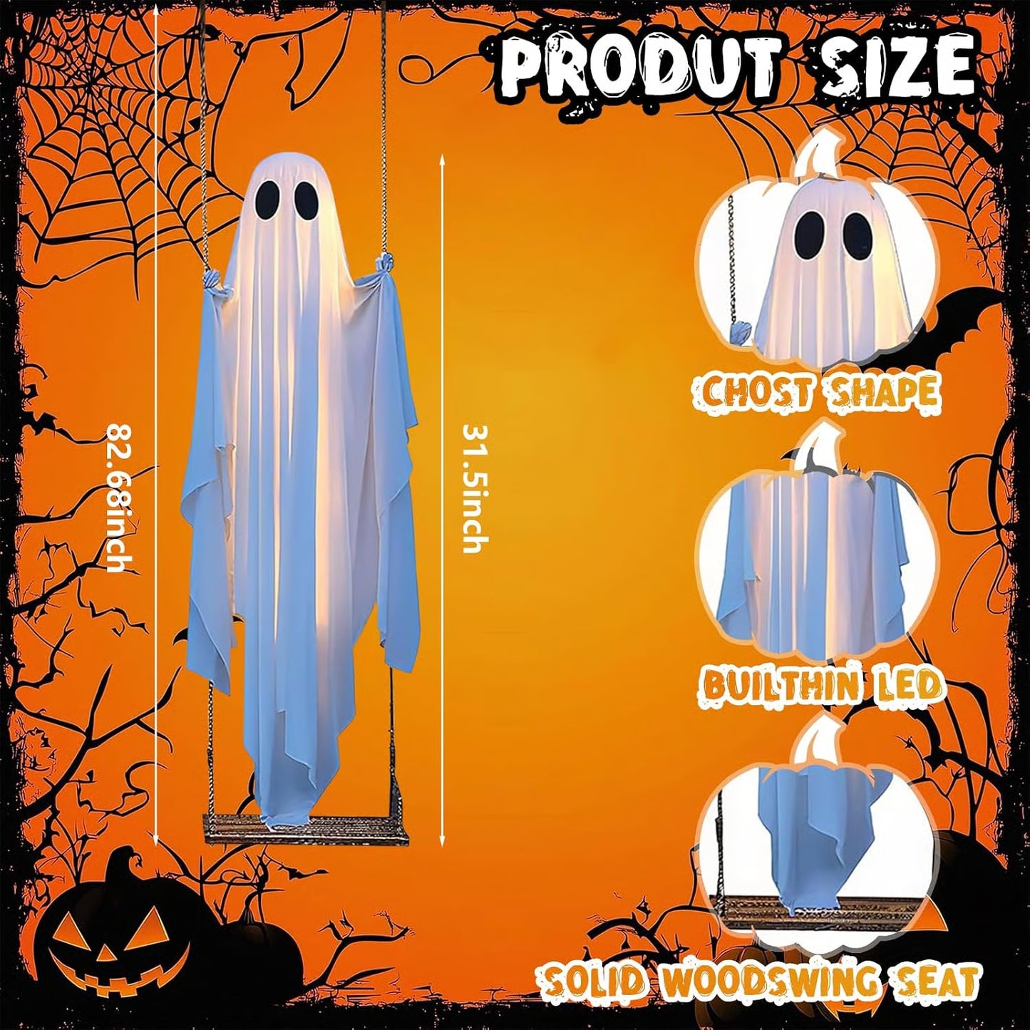 🎁5FT Swinging LED Halloween Ghost